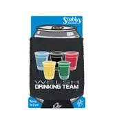Alcohol Welsh Drinking Team Glasses - Funny Novelty Stubby Holder With Base