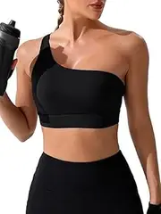 [Generic] Women's One Shoulder Cut Out Back Workout Sports Bra Athletic Yoga Bra