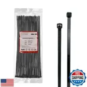 12 inch Black Nylon Zip Ties, 50lbs Tensile Strength, Multi-Purpose Self Lock