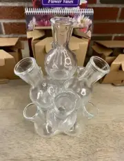 NIB Plant Propagation Station 10 Stacked Glass Bud Vase Test Tube Cluster