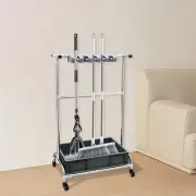 Broom And Mop Holder Movable Floor-Mounted Mop Rack Floor Standing Cleaning Tool
