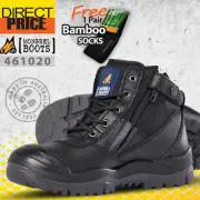 Mongrel Boots Steel Toe Work Safety Security 461020 Zip Sider Black Scuff Cap