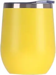 [Gteller] 12 oz Stainless Steel Wine Tumbler Stemless Glasses with Lid, Double Wall Insulated Travel Mug Perfect for Wine, Coffee, Drinks, Champagne, Cocktails (Yellow)
