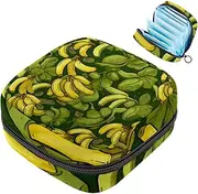 Period Bag,Sanitary Napkin Storage Bag,Bananas Fruit Yellow Green,Tampon Holder for Purse