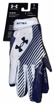 Under Armour Blur Mens Med Football Gloves Adult Glue Grip Navy/White MSRP $50