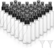30 Pack 2 oz Fine Mist Mini Clear Spray Bottles with Pump Spray Cap - for Essential Oils, Travel, Perfumes - Refillable & Reusable Empty Plastic Bottles Travel Bottle