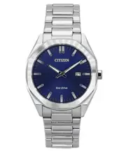 Citizen Eco-Drive Stainless Steel Dark Blue Dial Date BM7600-81L 100M Mens Watch
