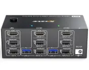 KVM Switch 3 Monitors 2 Computers 8K@60Hz 4K@144Hz, 2 Displayport + HDMI USB3.0