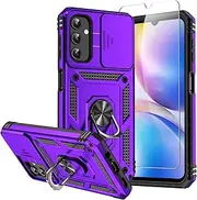 for Galaxy A14 5G Phone Case,Galaxy A14 5G Case,with Screen Protectors and Camera Cover,[Military Grade] 16ft.Drop Tested Cover with Magnetic Kickstand Protective Case for Samsung A14 5G, Purple