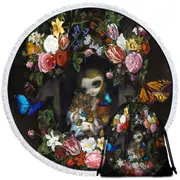 Fine Art Etreinte de Papillons Hug of Butterflies Round Beach Towel