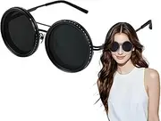 [Generic] Round Sunglasses Mens - Classic Circlee Sunglasses | Hippie Glasses Lennon Style |Polarized Glasses For Men | Polarized Glasses Stepless Tinted Sunglasses | Round Eyewear Accessories Adjustable