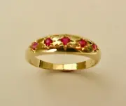 GENUINE 9K 9ct SOLID GOLD NATURAL RUBY GYPSY ANNIVERSARY RING P (8 US)