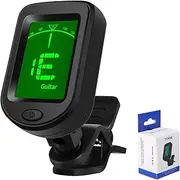 Guitar Tuner Clip-On, 360° Rotating Accurate Tuning Clip-on for Guitar with Color LCD Display and 5 Rhythm Modes, Musical Instrument Tuner for Bass Guitar Violin Banjo Ukulele Music Beginner