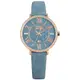 NATURALLY JOJO / 莫蘭迪色系 菱格紋 日期真皮手錶 藍x玫瑰金框 / JO96993-55R /34mm