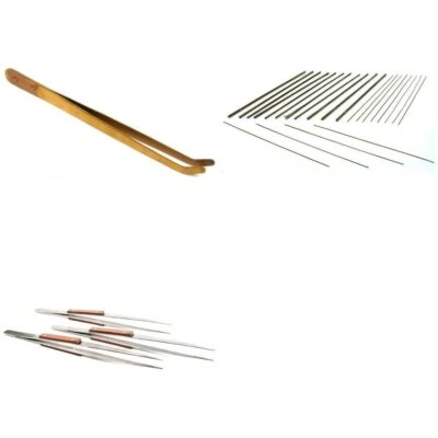 CURVED COPPER TONGS, Saw Blades 144Pcs,3 Long Tweezers Jeweler Kit