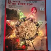 Vintage 8 pt Star Tree Topper 10 Lights Flashing Non-Flashing Bulbs Included NEW