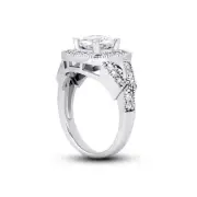 3.31ct D/SI1 Round Natural Certified Diamonds White Gold Halo Side Stone Ring