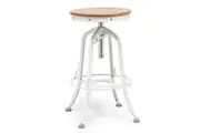 Bar Stool Hamptons Style Height Adjustable and Swivel with Natural Wood Top