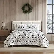 Eddie Bauer - King Quilt Set, Super Soft Bedding with Matching Shams, Rounded Corners, Diamond Corner Stitch (Mountain Moose Grey, King)