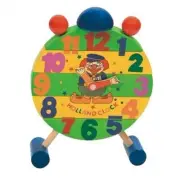 Large Kids Clown Puzzle Clock Wooden Toy Set New