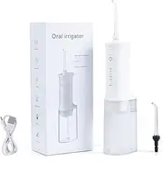 TAHNYC Cordless Water Dental Flosser, Portable Oral Irrigator with 5 Modes and 2 Standard Jet Tips, Rechargeable IPX7 Waterproof, Powerful Battery Life, 230 ML Detachable Water Tank for Home Travel