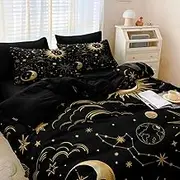 Merryword Black Sun and Moon Comforter King Size 8 Pcs Bed in A Bag Boho Style Duvet Celestial Universe Bedding Set