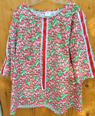 Adult Strawberry Print ribbon shirt Woman's L powwow regalia FREE SHIPPING