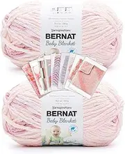 [Bernat Baby Blanket] Yarn - Big Ball (10.5 oz) - 2 Pack with Patterns (Raspberry Kisses)