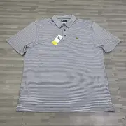 Jack Nicklaus Performance Golf Mens Large Polo Shirt Bijou Blue Striped SS $68