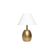 Boomer Iron Brass Base Cotton Shade Table Light Lamp - White - Brass