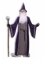 Purple Wizard Costume With Belt Hat Tunic With Robe For Christmas Size 42 - 46"