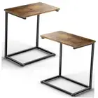 C Shaped End Table Set of 2, Side Table for Couch Slide Under, C Table Sofa