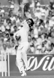 Len Pascoe Bowling For Australia 1977 Old Cricket Photo