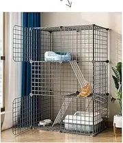 Enliansgo Cat Cage Houses Pet Playpen Cat Enclosures Detachable Metal Small Animal Cage Wire Fence Cage Indoor/Outdoor Cat Kennels for Kitten Puppy Bunny (3 Tier,29.5" L x 14" W x 41.3" H)