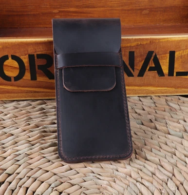 fountain pen bag holder cover protect pouch sheath cow Leather case coffee 1056
