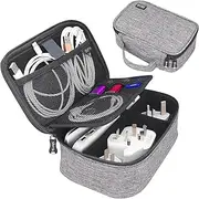 sisma Travel Electronics Organiser Carrying Case for Power Cords Power Bank Earbuds Hard Drives Memory Cards Laptop Adapter Mouse Small Tech Accessories -Grey 1680d Fabrics