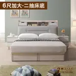【日本直人木業】DORA設計風收納床頭側二抽6尺雙人加大床組