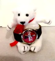 Vintage 2002 Coca-Cola Coke Watch & 4" Polar Bear Gift Set New NOS Box