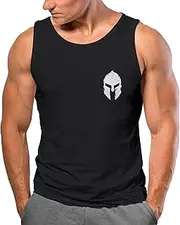 [Neverless] Men's Tank Top Logo Print Sparta Helmet Spartan Gladiator Warrior Fashion Gym Street Style Muscle Shirt