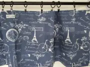 Valance Navy and White French Country Script Paris Symbols Eiffel Tower Handmade