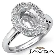Halo Oval Shape Semi Mount Diamond Engagement Filigree Ring Platinum 950 0.36Ctw