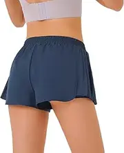 [feitycom] Women Flowy Pleated Athletic Tennis Shorts Quick Dry Gym Workout Running Shorts with Pocket