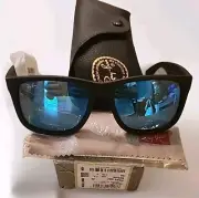 Ray-Ban Sunglasses RB4165F JUSTIN 622/55 Rubber Black / Blue Flash AUTHENTIC