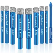 9 Pack Premium Diamond Drill Bit Set - Versatile Tools for Precise Drilling o...