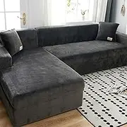 Premium Elastic Fabric Stretch Couch Slipcover for Thick Sofa Covers Elastic and Stretchy Polyester Universal Fit, Grey