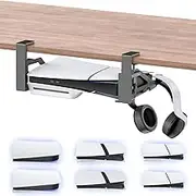 Kosker No-Drill PS5 Under Desk Mount, Metal Under Desk PS5 Mount Replacement for PS5/PS5 Slim Digital & Disc Versions, PS5 Mount Under Desk with Clamp Mount, Screw and EVA Foam for PS5 Digital Console