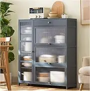 Modern Freestanding Kitchen Pantry Cabinet with Large Drawer Storage Cupboard for Kitchen Bathroom and Living Room 39×46in Brown