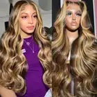 26 Inch Highlight Ombre Lace Front Wigs Human Hair 13x6 Body Wave Frontal Wig...