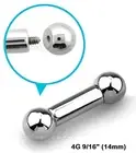4G 9/16" - 14mm 316L Surgical Steel Tongue Ring Barbell