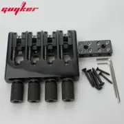 4 String Slightly Adjustable String Spacing Headless Bass Bridge Black Base CNC